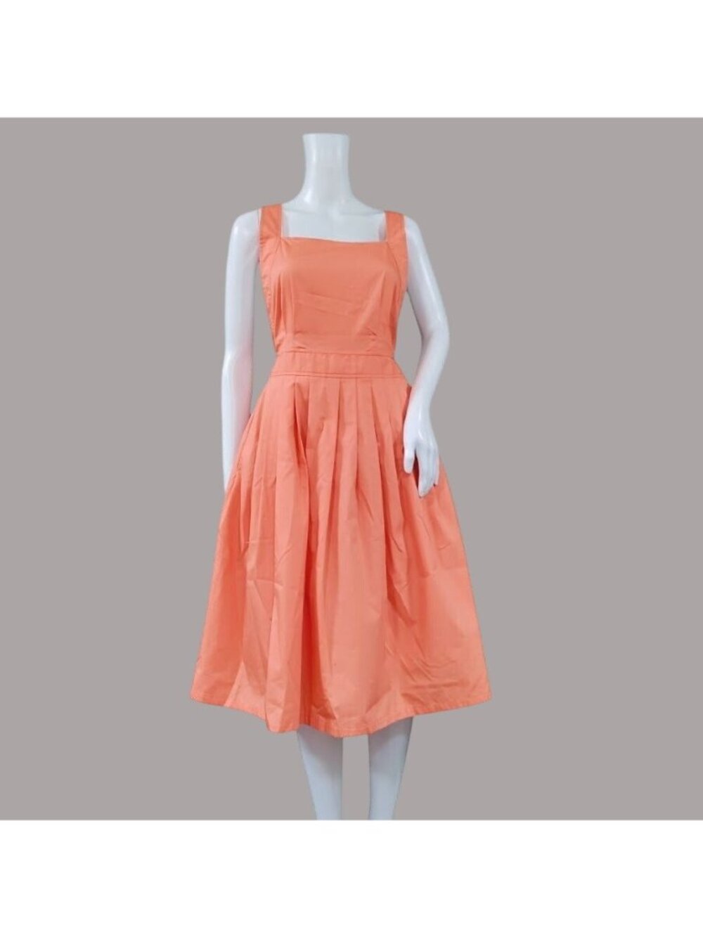 Soolinen Vintage-Inspired Retro 50s Pleated Skirt Adjustable Straps Coral M